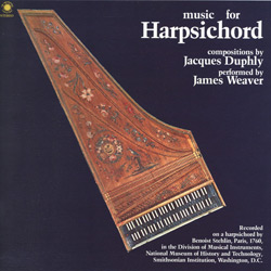 LP cover: James Weaver performing on the Smithsonian’s 1760 Benoist Stehlin harpsichord